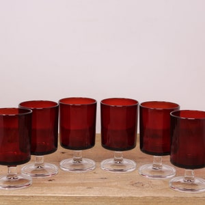 6 Vintage Cavalier Ruby by Cristal D&#39;Arques-Duran Sherry / Cordial Glasses - 3 5/8&quot; - France