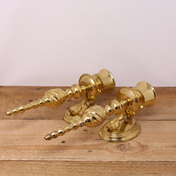 Vintage Set of Brass Wall Candlestick Sconces