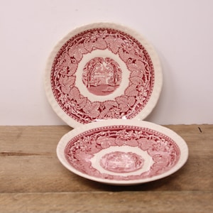 2 Vintage Saucers by Mason's - Vista Pink - Patent Ironstone - Pink Transferware