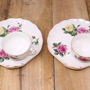 Ensembles de collations Cherry China — Motif roses roses et jaunes