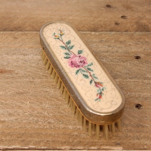 Antique Gold Filigree Brass — Floral Petit Point Clothes Brush