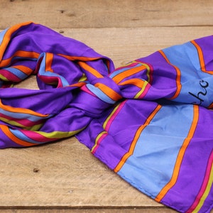 Echo Striped Scarf: Lightweight Purple, Orange, Pink, Purple