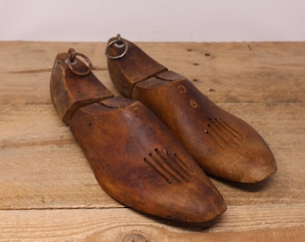 Vintage Pair of Vintage Wooden Shoe Trees - Marked 9 C