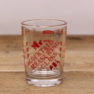 Vintage Red Say When Measuring Cup Shot Glass Funny Sayings