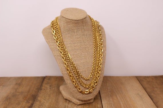 5 Strand Gold Tone Chain Necklace - Etsy