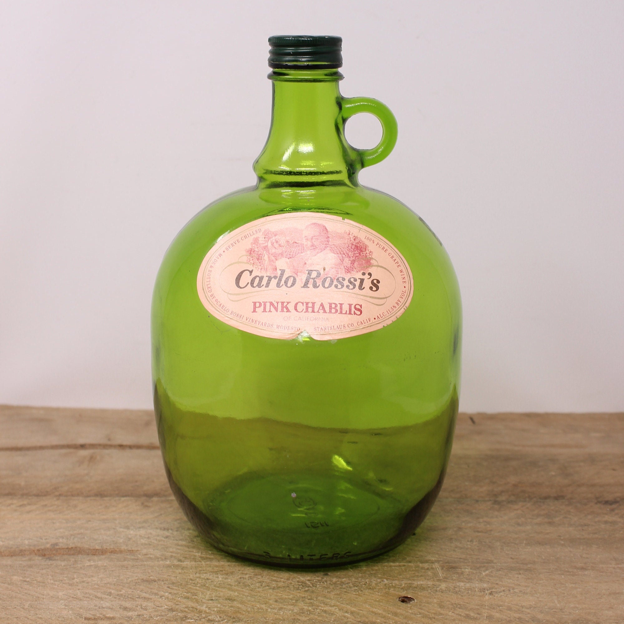Vintage Carlo Rossi Green Glass Wine Jug - Finger-ringed Bottle, 3 Liter -  Etsy