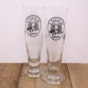 2 Vintage Taste of Labatt Pilsner Glasses