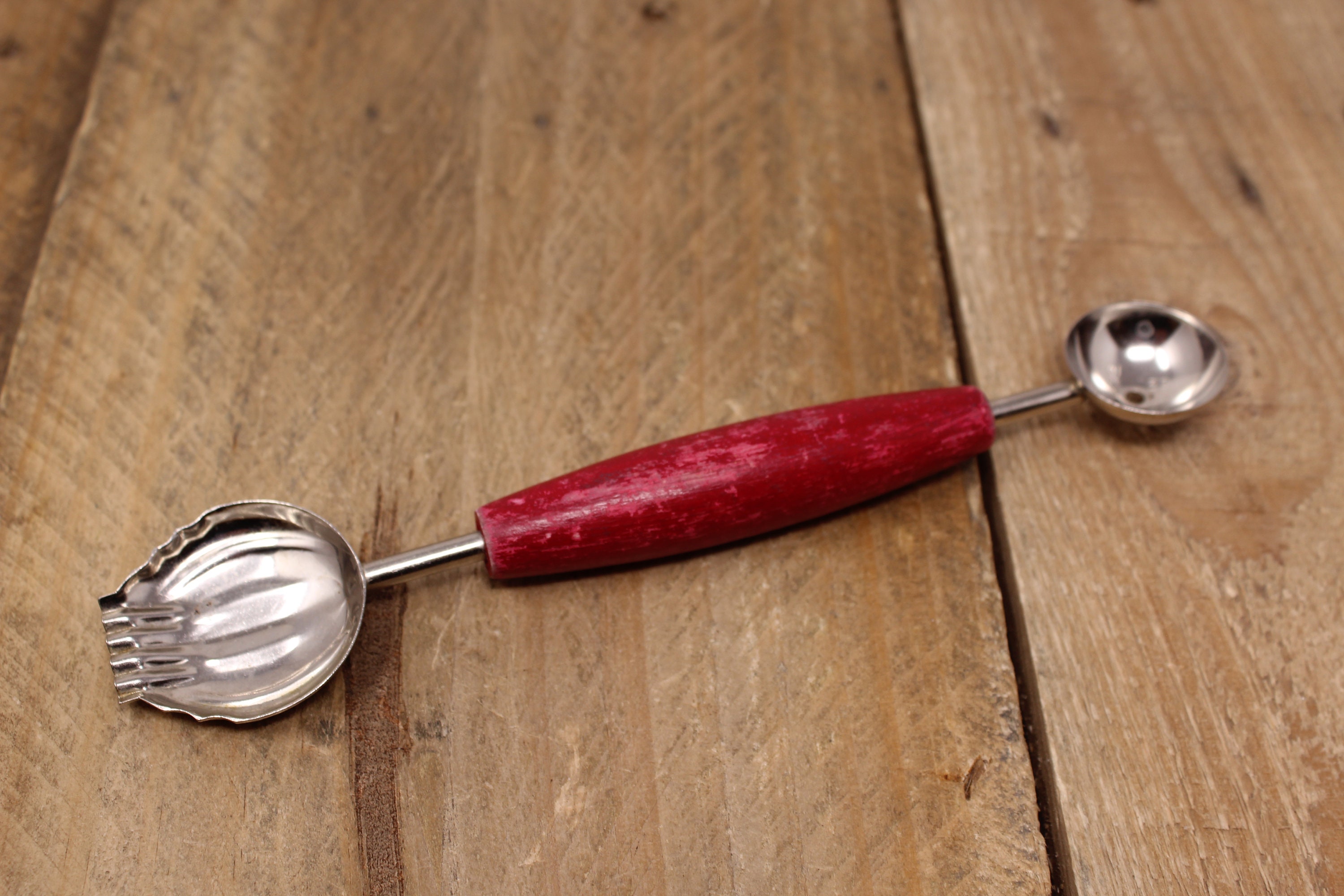 Kitchen & Dining Melon Baller and Butter Curler Vintage Red Skyline