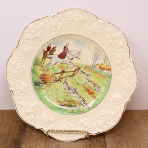 Vintage Crown Ducal - Florentine - Hunt Scene - Plate 11&quot; - Signed by Frank Phillips