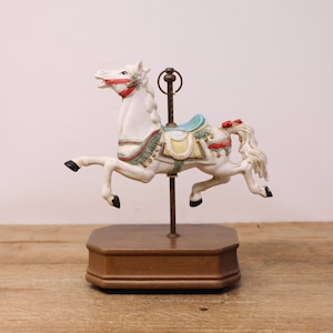 Vintage Porcelain Merry-Go-Round Horse Music Box