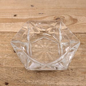 Vintage Hexagon Shape Clear Square Glass Ashtray