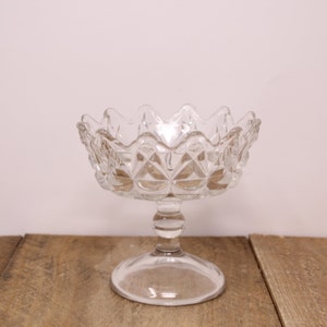 Vintage Clear - Pressed Glass Pedestal Compote /Candy Bowl