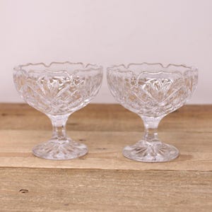2 Vintage Pedestal Crystal Candy Bowls / Compotes - Buffet Serving Bowls