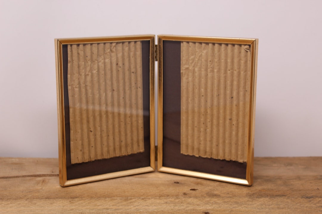Vintage Gold Tone 5" X 7" Hinged Double Picture Frame - Etsy