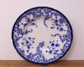 Bol à soupe ancien « Marie » W. H. Grindley & Co. à bordure bleue Flow