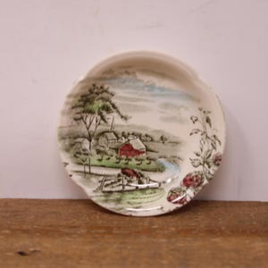 Vintage Friendly Village by Johnson Bros. - Small Butter Pat Plate / Tea Bag Plate - Made in England