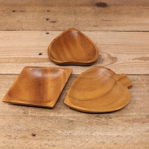3 petits bols en bois - Mini bols à trempette/noix - Formes de cartes à jouer : coeur, diamant et pique