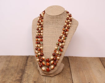Vintage 3-Strand Beaded Necklace