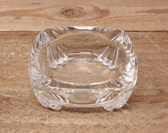 Vintage Clear Square Glass Ashtray