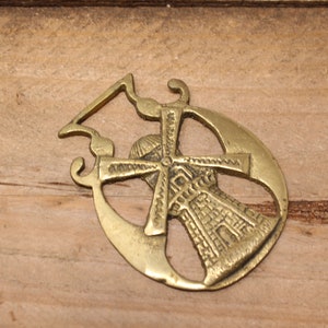 Vintage - Windmill Design - Brass Horse Harness Ornament / Medallion