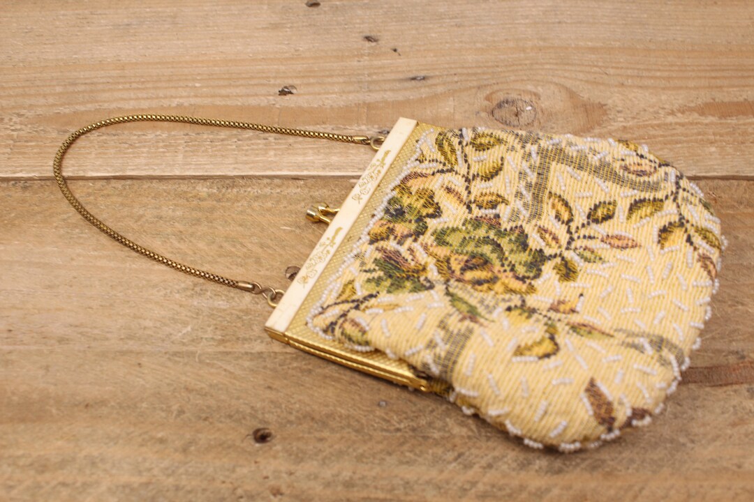 Vintage Tapestry Beaded Kiss Lock Evening Bag / Purse by Stein Novelty