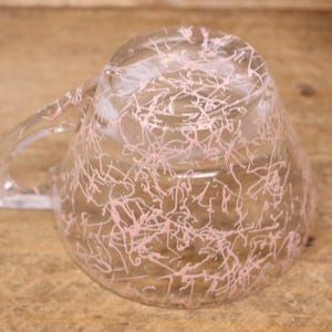 Vintage Hazel Atlas Pink Drizzle Punch Bowl Set with 9 Cups image 5