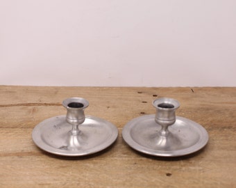 2 Vintage Seagull Pewter Taper Candle Holders