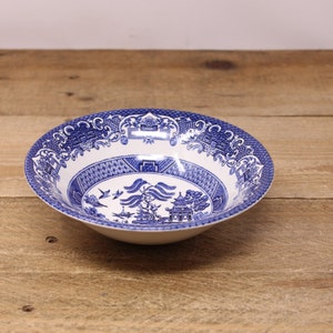 Vintage &quot;Old Willow Blue&quot; Coupe Cereal Bowl by English Ironstone Pottery