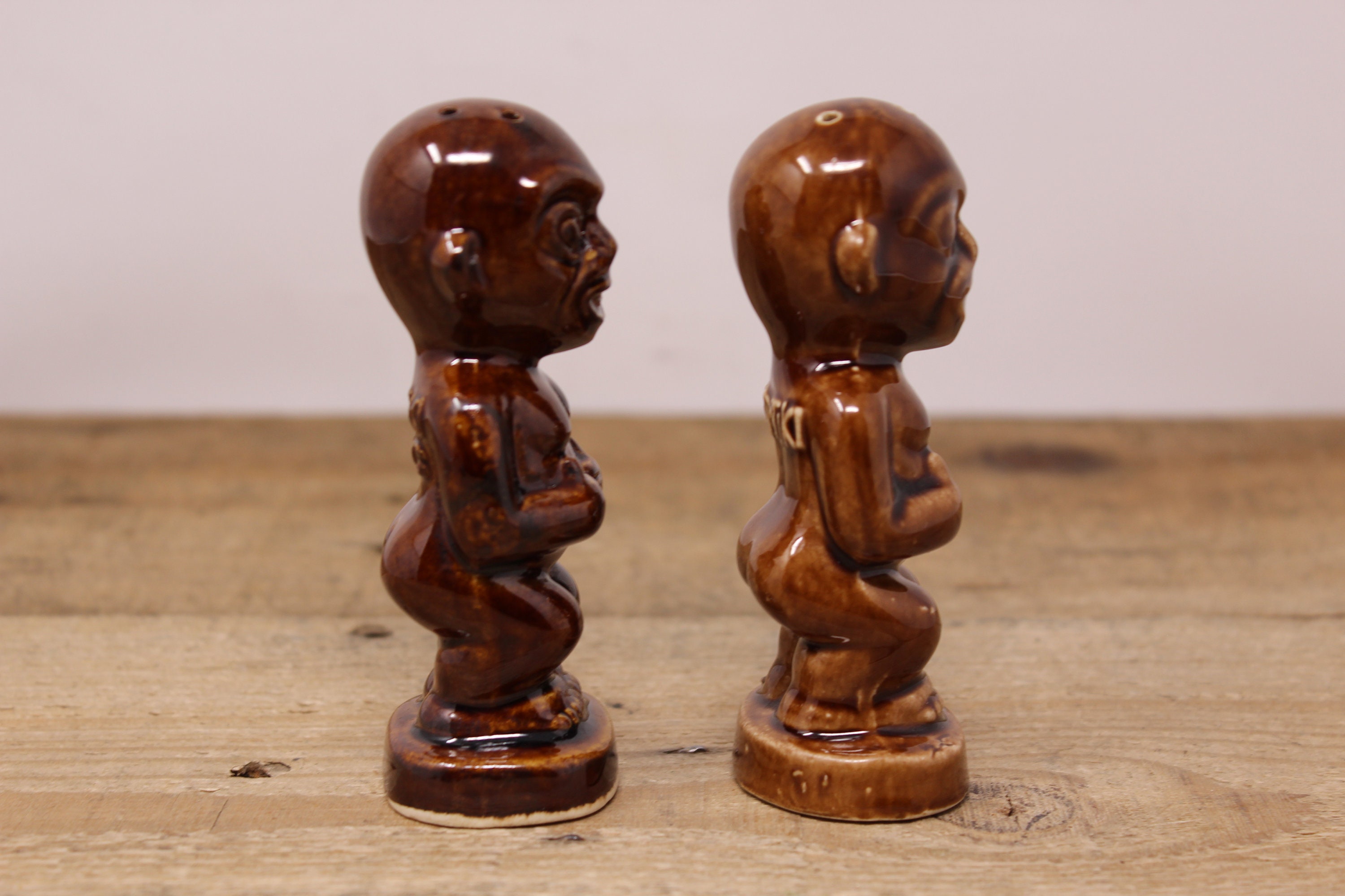 Vintage Set of Kon -tiki Salt & Pepper Shakers - Design by Crane