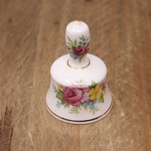 Vintage Lady Eleanor - Rose Design - Fine Bone China - Miniature Porcelain Bell - 2 3/8&quot; - England