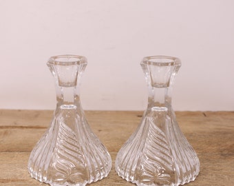 Vintage Set of Anna Hutte Crystal Candlesticks / Candle Holders - Crystal Taper Candle Holders