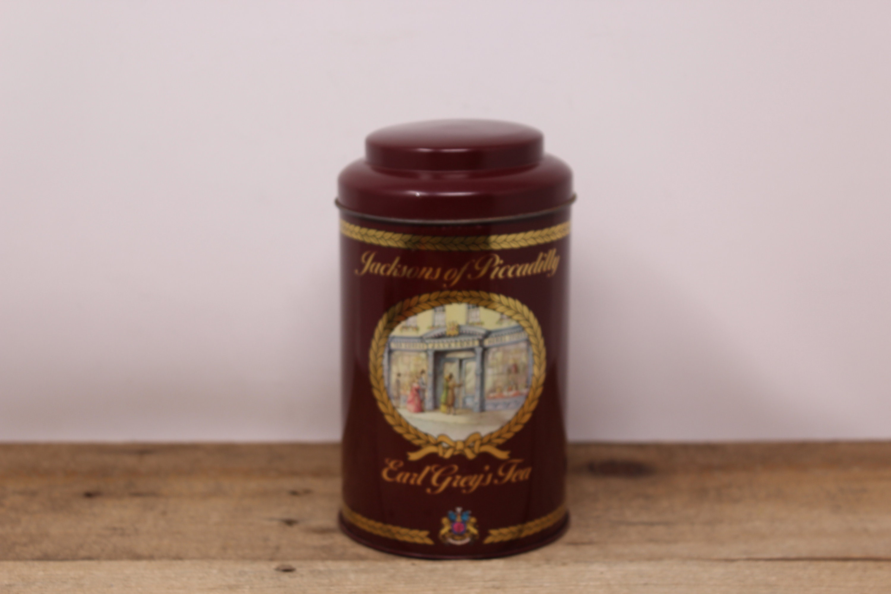 Boîte à Thé Cylindrique En Métal JACKSONS Of PICCADILLY - Original Vintage UK