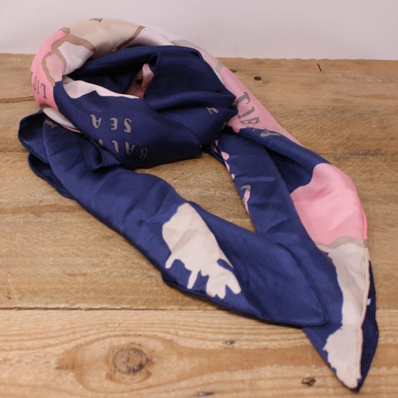 Kate Spade Navy Blue Pink going Places Europe Map Design Square Scarf 33 Inches Etsy Canada