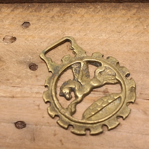Vintage - Pegasus Horse Design - Brass Horse Harness Ornament / Medallion
