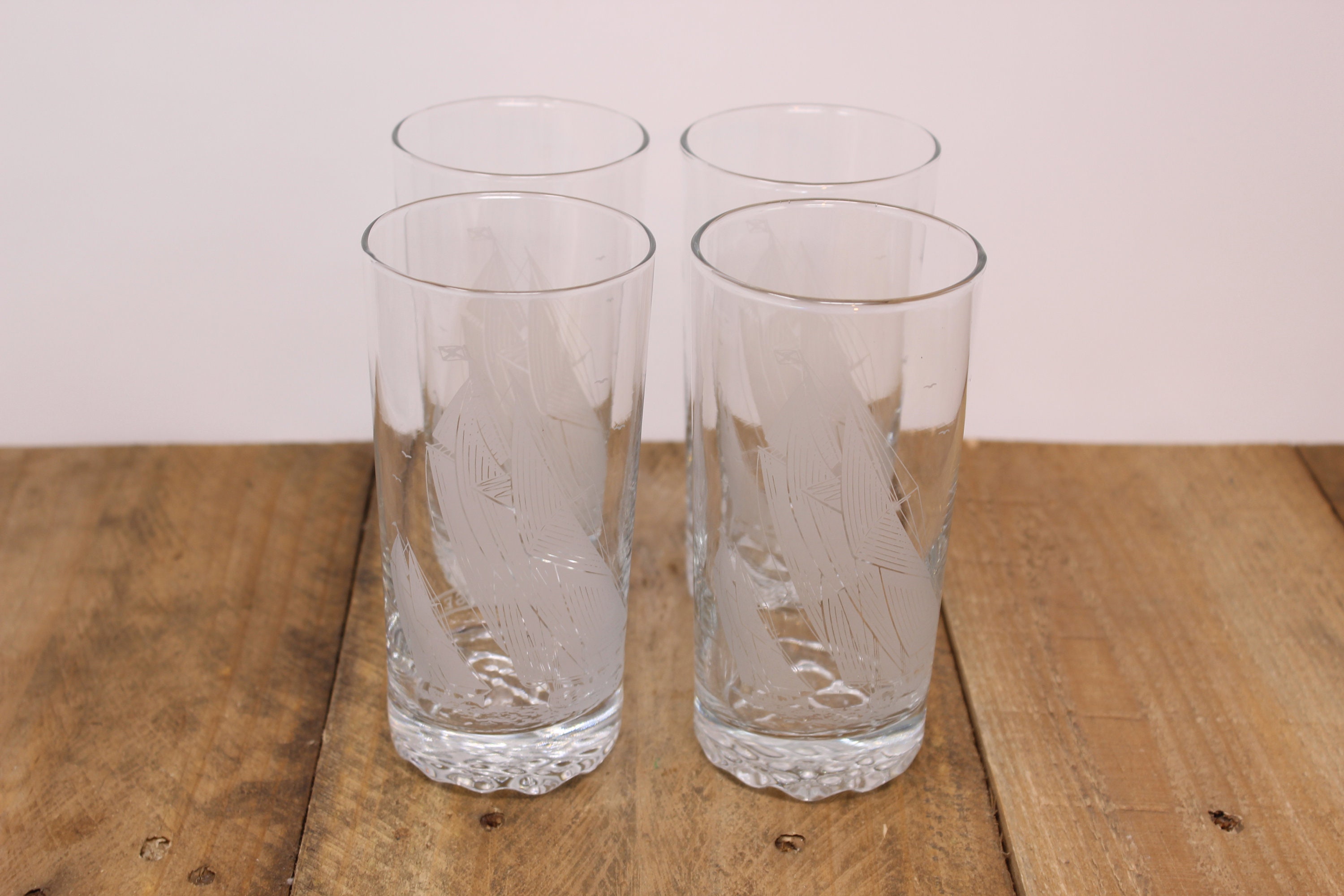 Bluenose II Etched Highball Drinking Glasses Etsy