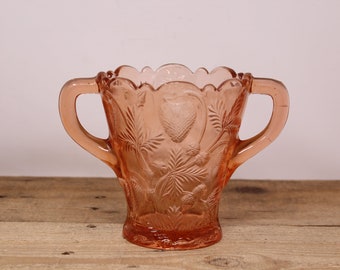 Vintage "Inverted Strawberry - Peach / Coral" Mosser Glass Celery Vase