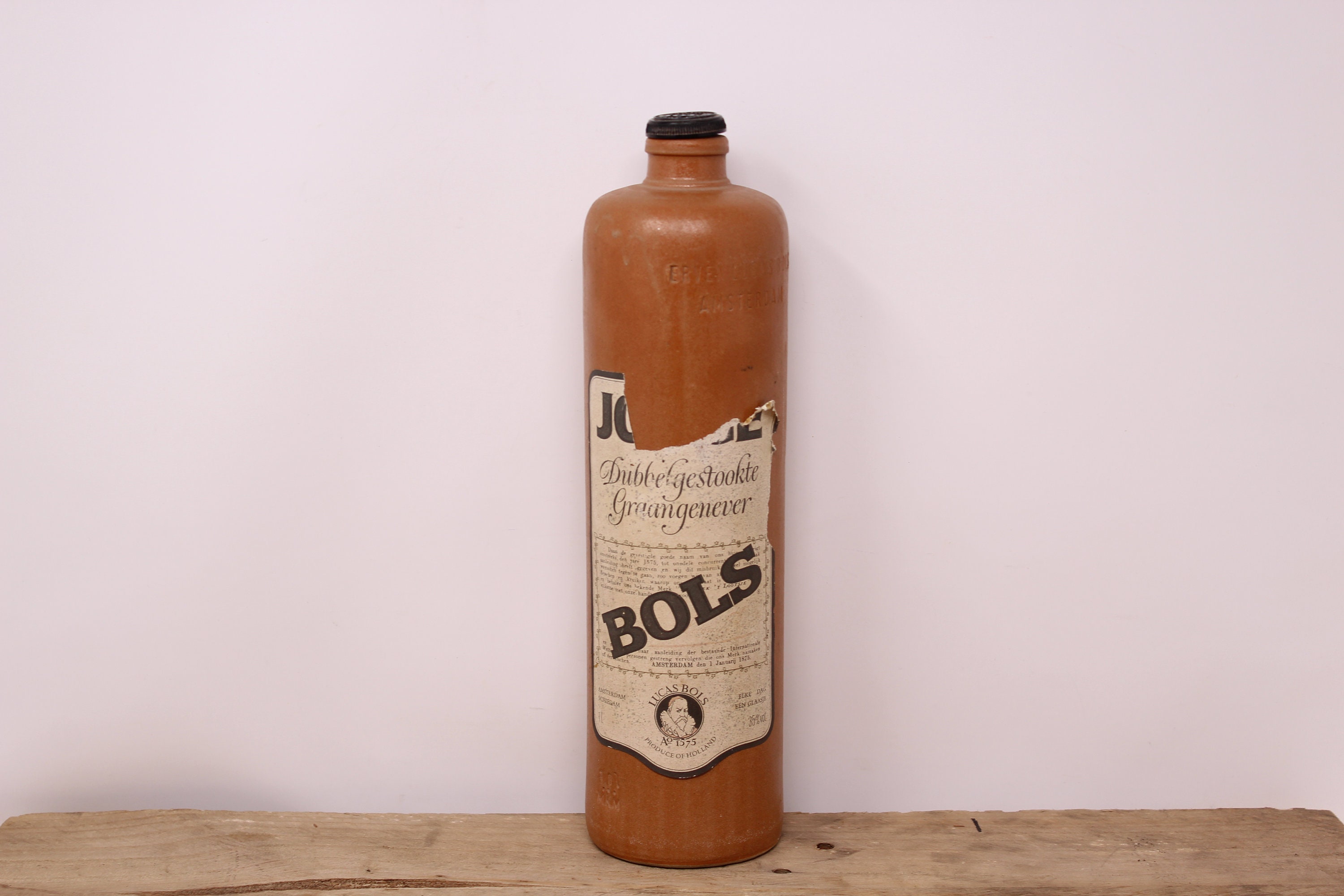 Antique Dutch Erven Lucas Bols Amsterdam Stoneware Bottle - Beerenburg
