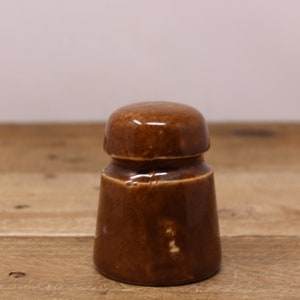 Vintage Brown Glazed Pottery / Ceramic Insulator
