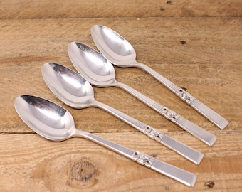 4 Vintage Morning Star - Silver Plate Place/Oval Soup Spoon by Community