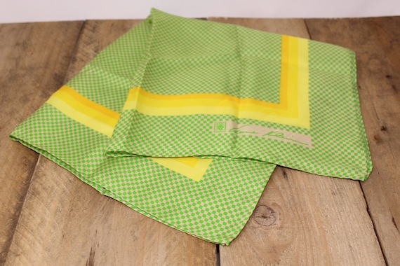 Anne Klein Square Scarf - Yellow / Green - 20" - image 2