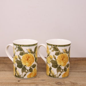 2 Vintage Yellow Roses Mug Royal Bone China -  Collector’s Mugs