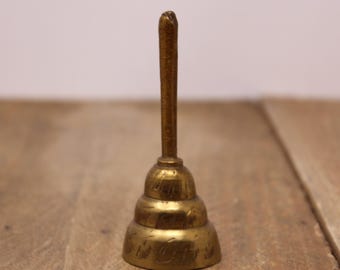Vintage Small Etched Design Brass Bell - Made in India