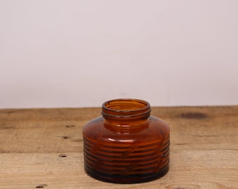 Vintage Owens-Illinois Glass Company - Round Amber Bottle
