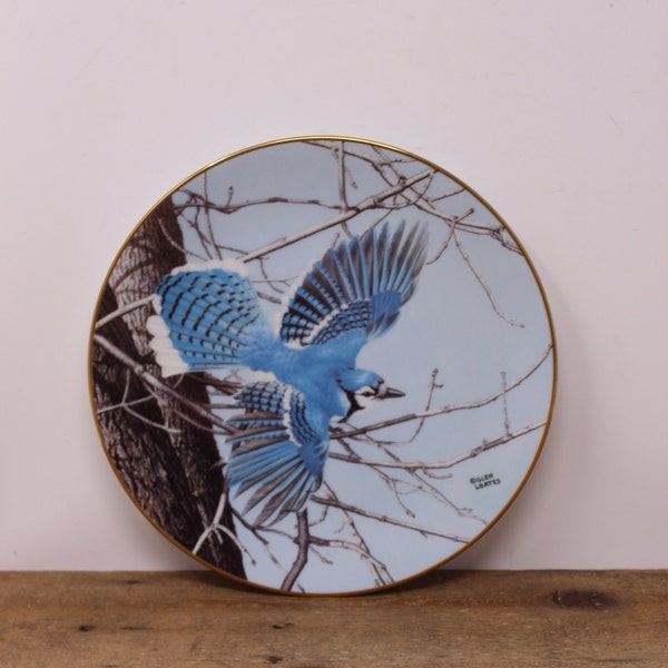 Vintage "Blue Jay in Fall" - M. Glen Loates  Collector Plate — 3rd of "Outside My Window" Series