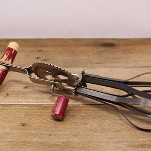 Antique Skyline High Speed Egg Beater / Hand Mixer with Red Wood Handle and Knob - Made in England