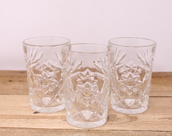 Vintage Prescut Anchor Hocking Flat Tumblers - Set of 3
