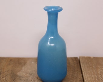 Vintage Small  Blue Blown Glass Bud Vase
