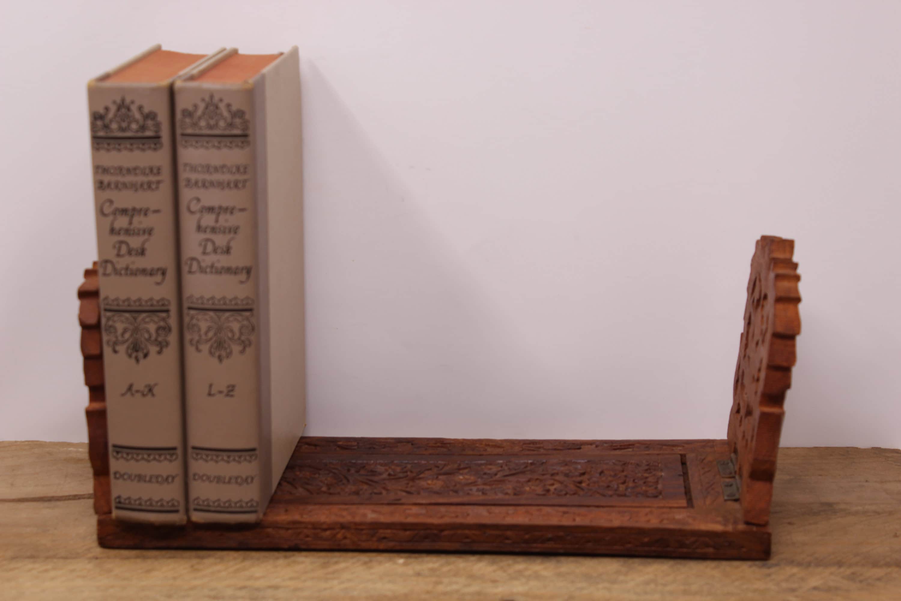 Vintage Sheesham Carved Wooden Extendable Bookstand Book Slide - Made…