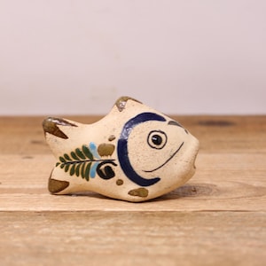 Vintage Small Mexican Tonala Pottery Fish  Figurine - Mexican Folk Art - Signed R.S.