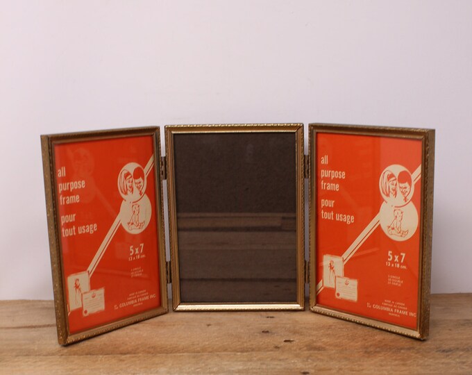 Vintage Gold Tone - Hinged Triple Picture Frame for 5" X 7" Photos - Etsy